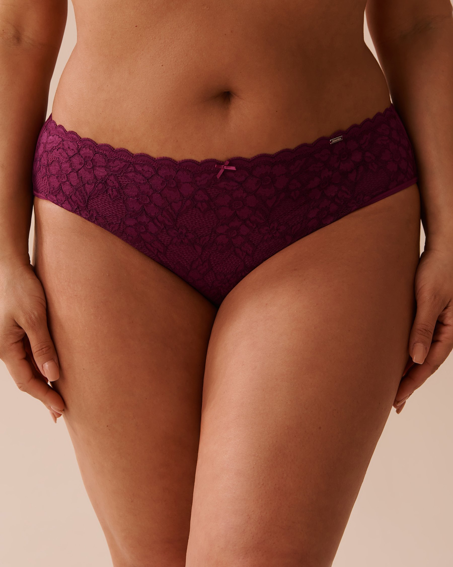 LA VIE EN ROSE Culotte bikini microfibre et dentelle dos lisse Prune 20300321 - View1