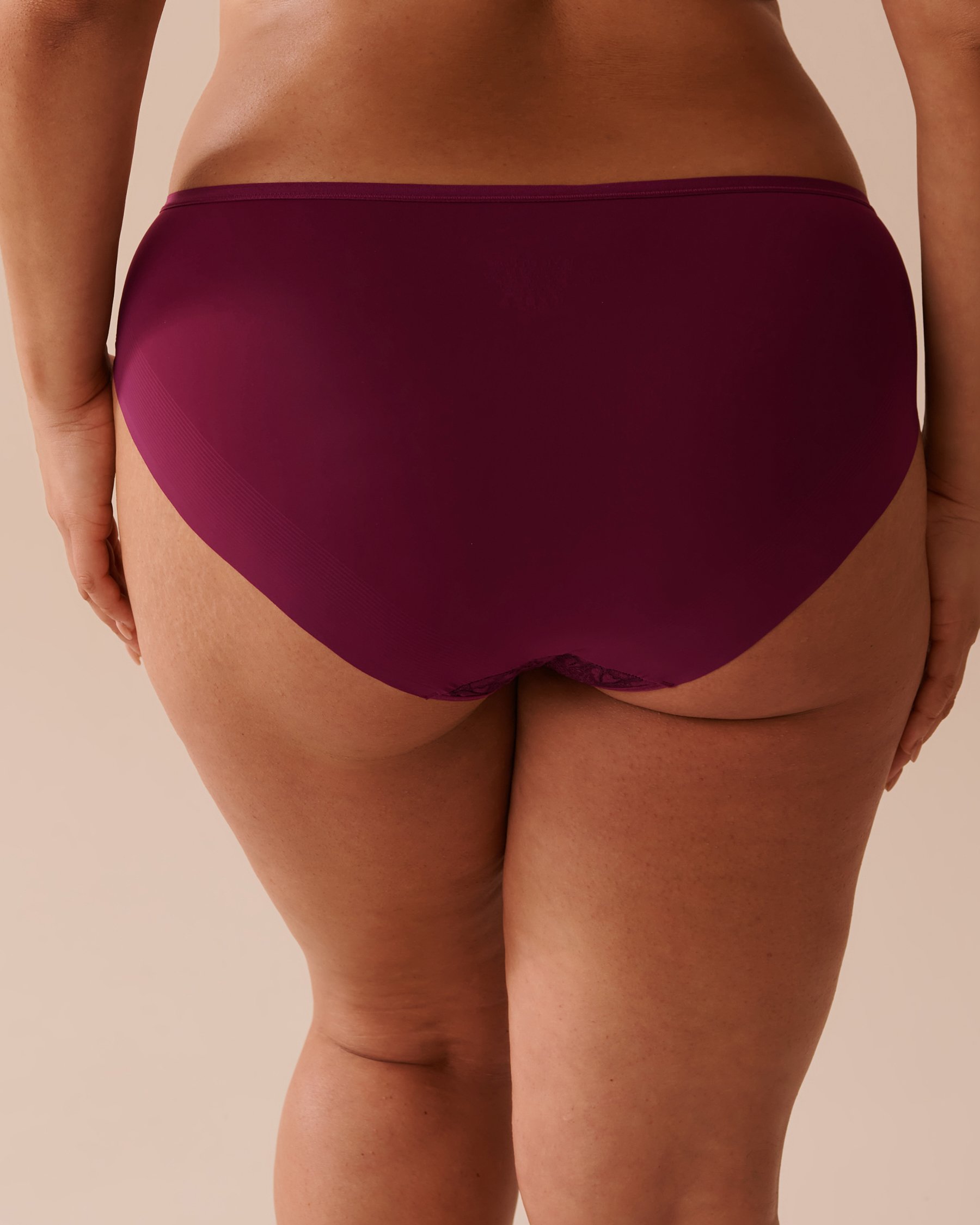 LA VIE EN ROSE Culotte bikini microfibre et dentelle dos lisse Prune 20300321 - View2