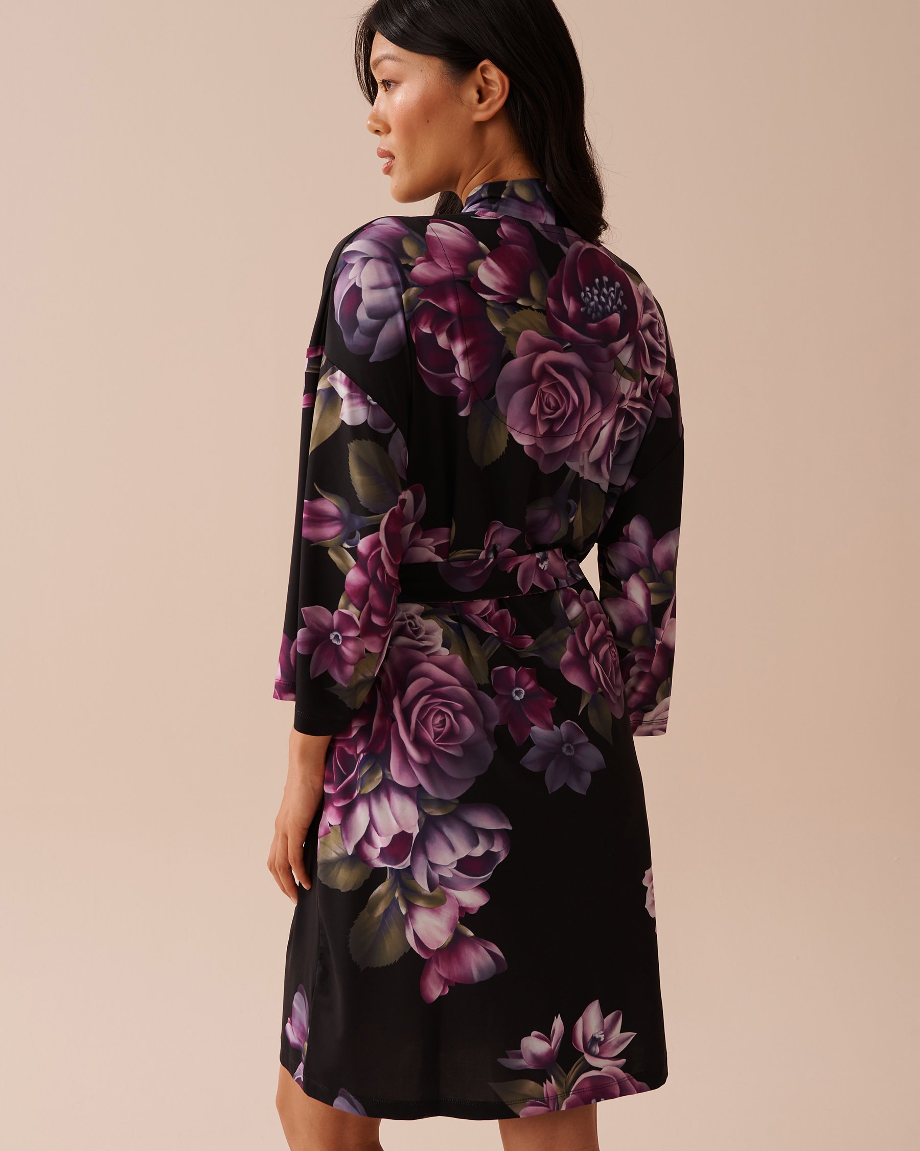 LA VIE EN ROSE Purple Bouquet Recycled Fibers Kimono Purple Bouquet 60600082 - View2