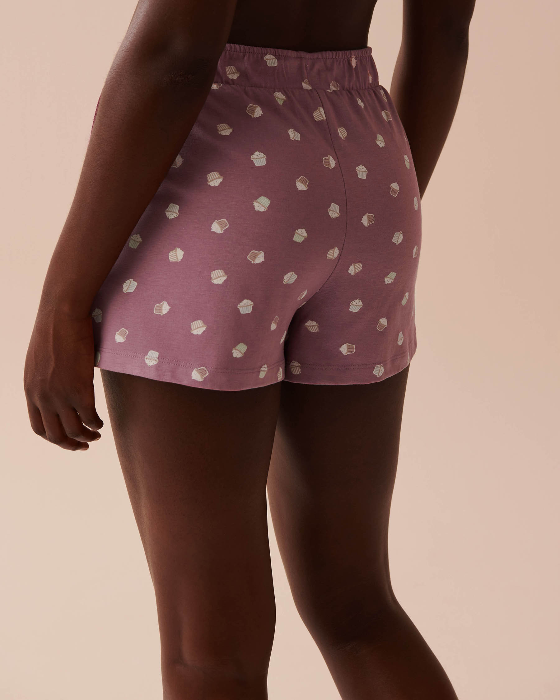 LA VIE EN ROSE Cupcake Print Cotton Pajama Shorts Cupcake Print 40200606 - View2