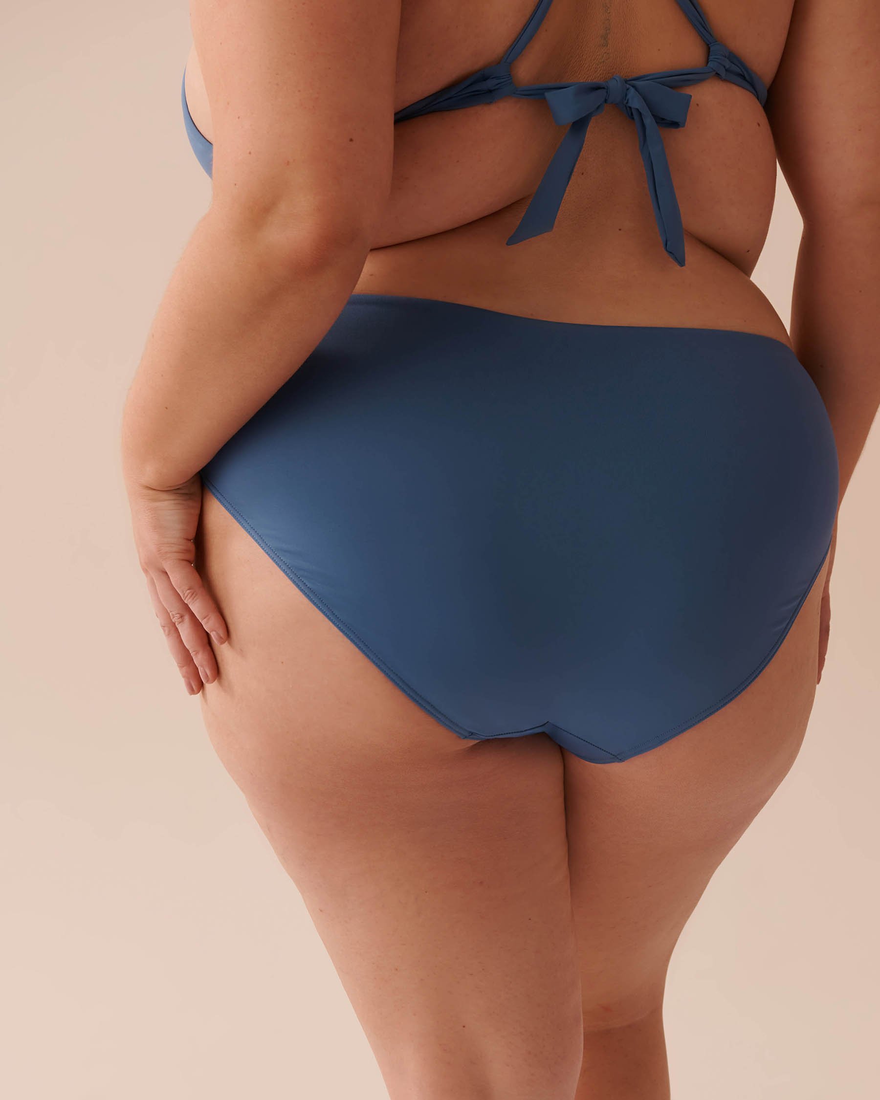 LA VIE EN ROSE AQUA COASTAL BLUE Recycled Fibers Draped Mid Waist Bikini Bottom Coastal Blue 70300608 - View2