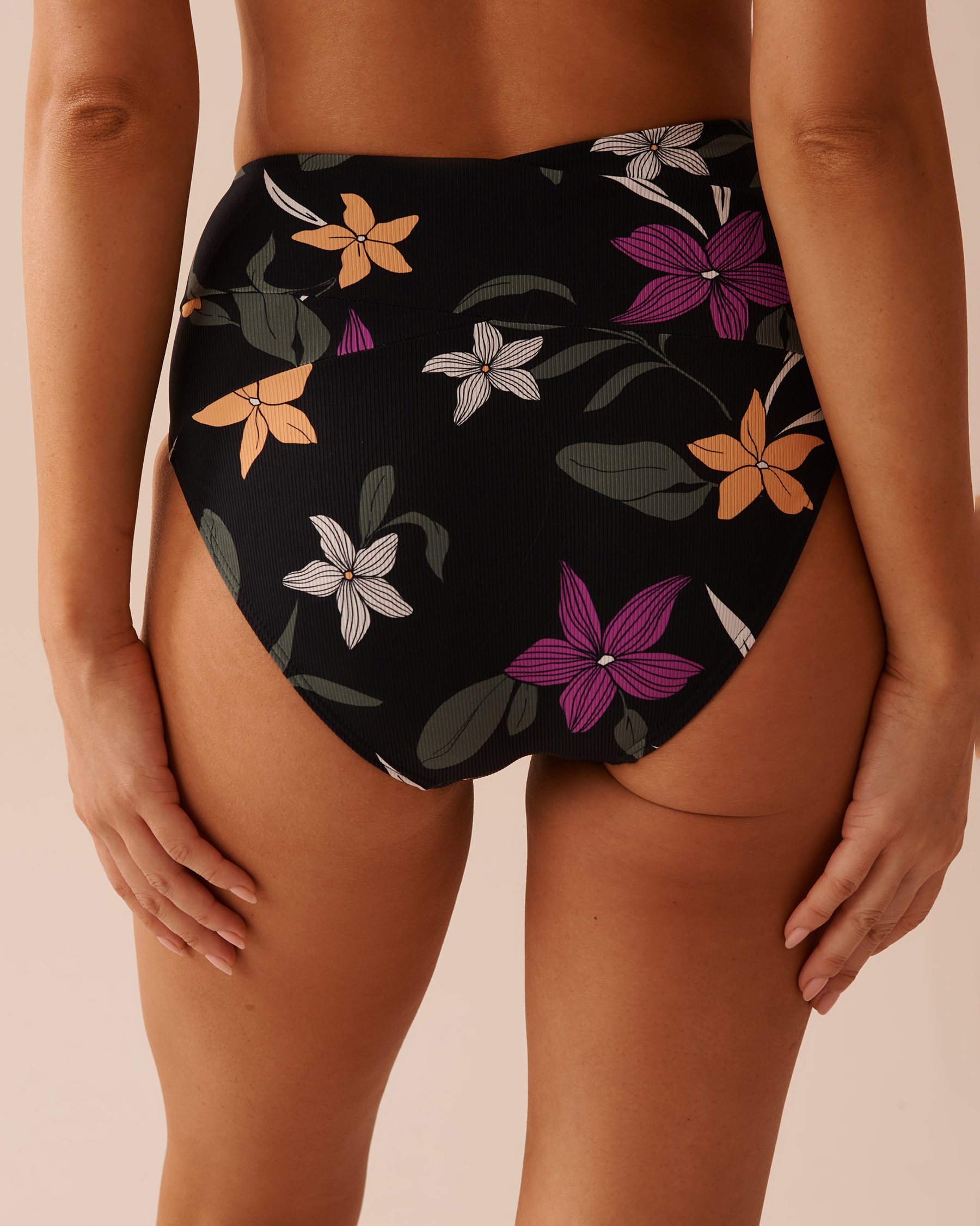 LA VIE EN ROSE AQUA TROPICAL NIGHTS Textured High Waist Bikini Bottom Tropical Nights 70300609 - View2
