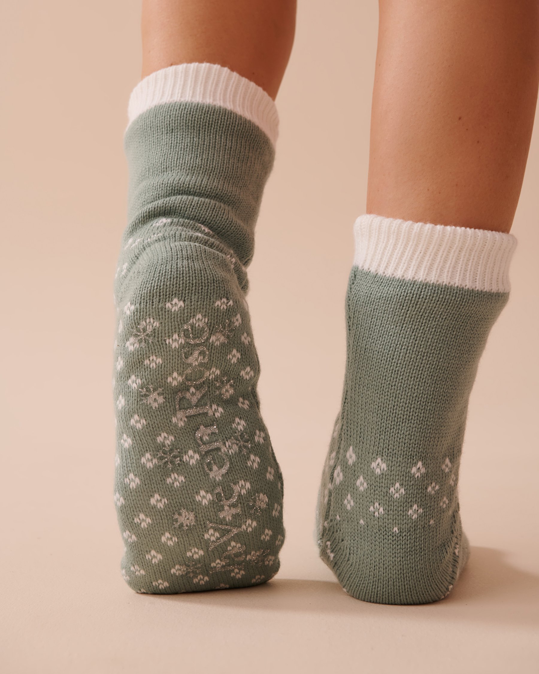 LA VIE EN ROSE Bas longs lapin en tricot et sherpa Bleu à pois 40700358 - View2