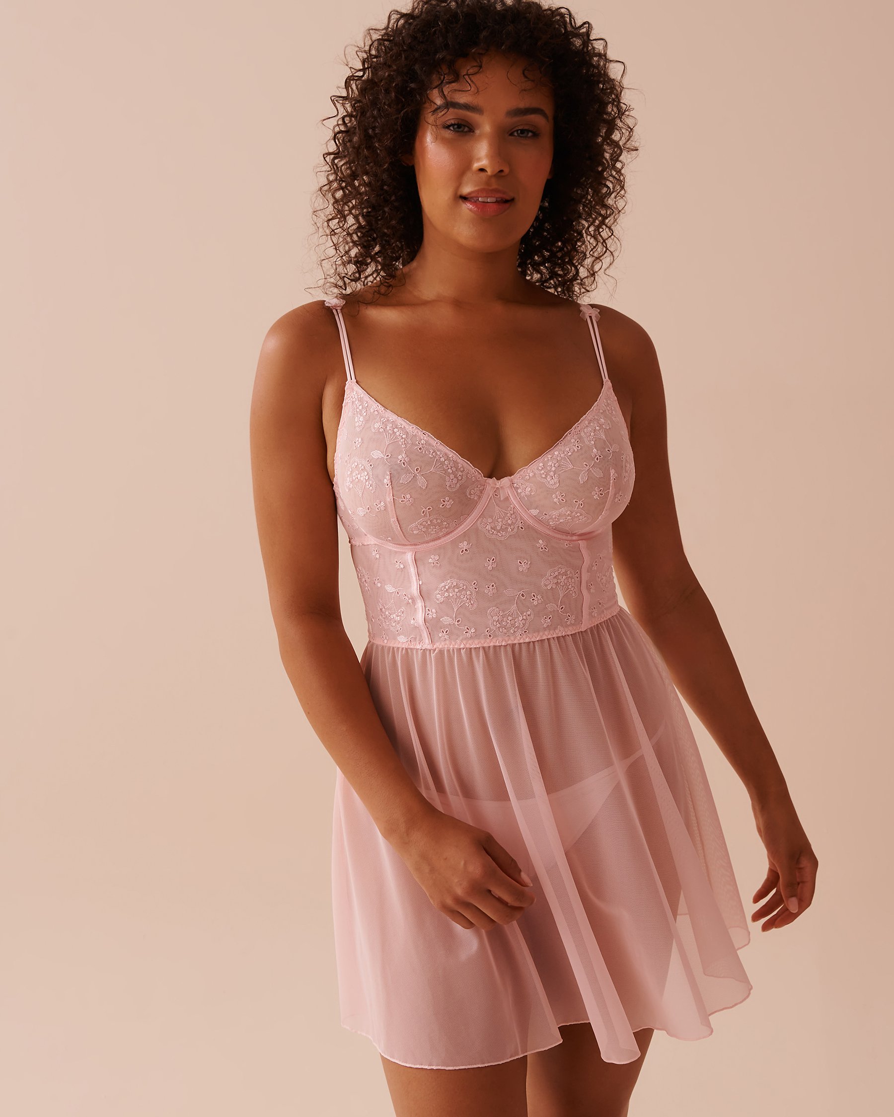 LA VIE EN ROSE Nuisette en résille brodée Rose fée 60500164 - View1