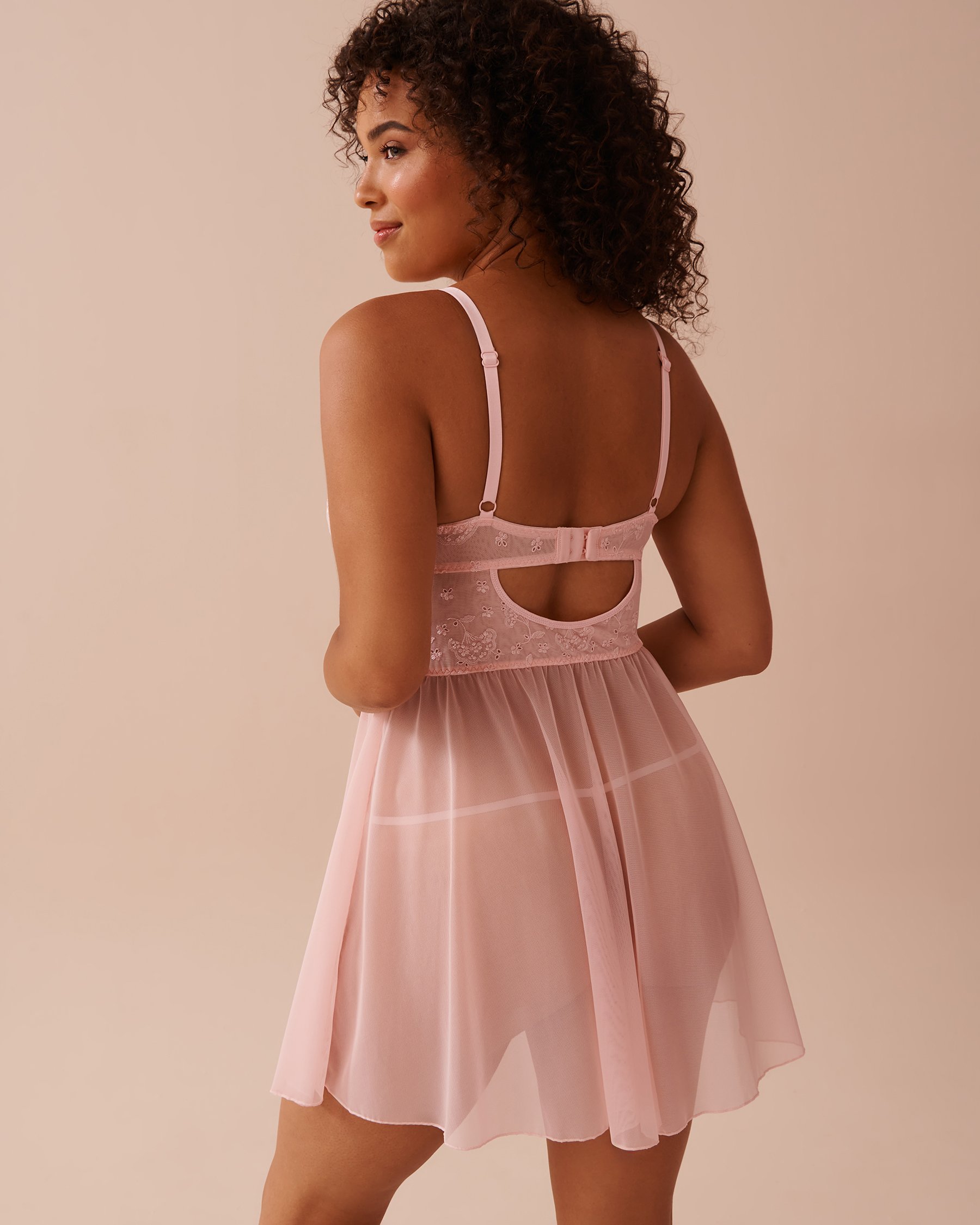 LA VIE EN ROSE Nuisette en résille brodée Rose fée 60500164 - View2