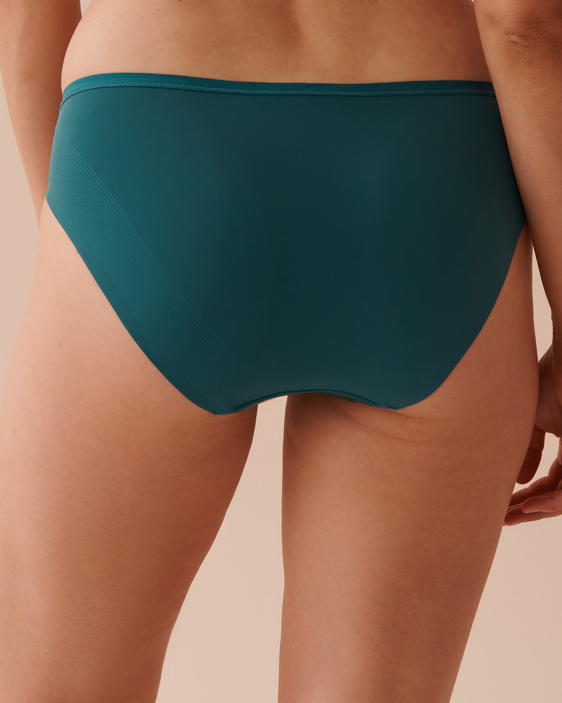 LA VIE EN ROSE Microfiber and Mesh Sleek Back Bikini Panty Fir Green 20300356 - View2