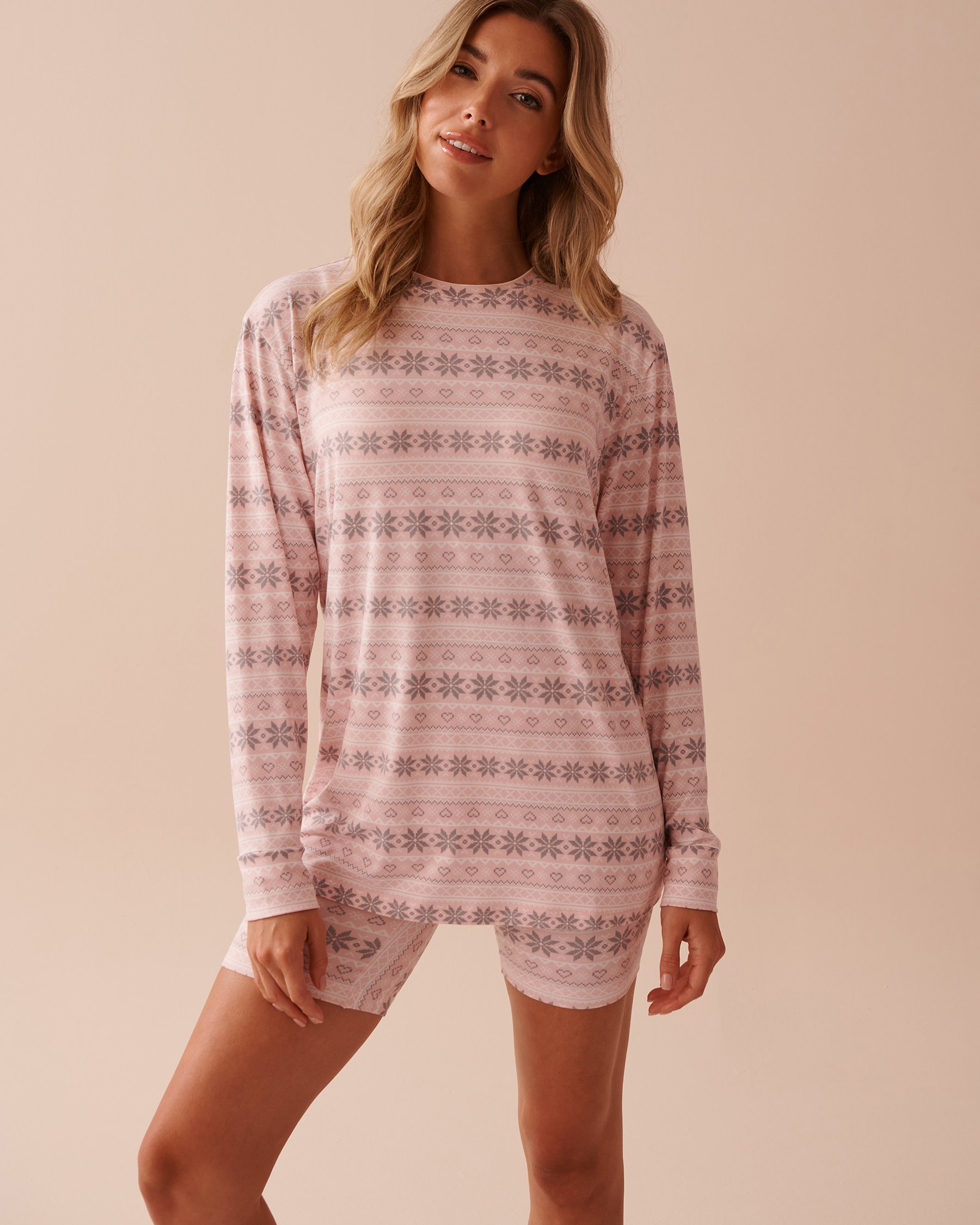 LA VIE EN ROSE Chandail manches longues ultra doux imprimé nordique Imprimé nordique rose 40100643 - View1