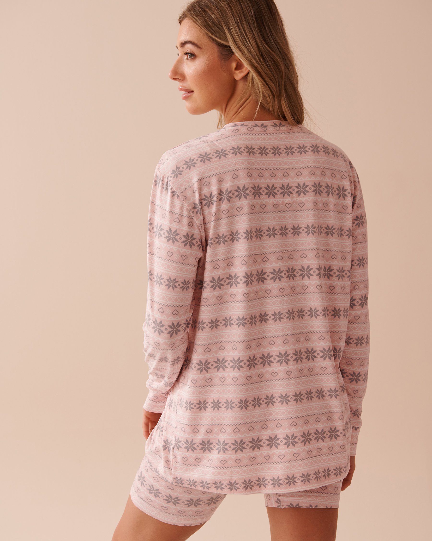 LA VIE EN ROSE Chandail manches longues ultra doux imprimé nordique Imprimé nordique rose 40100643 - View2