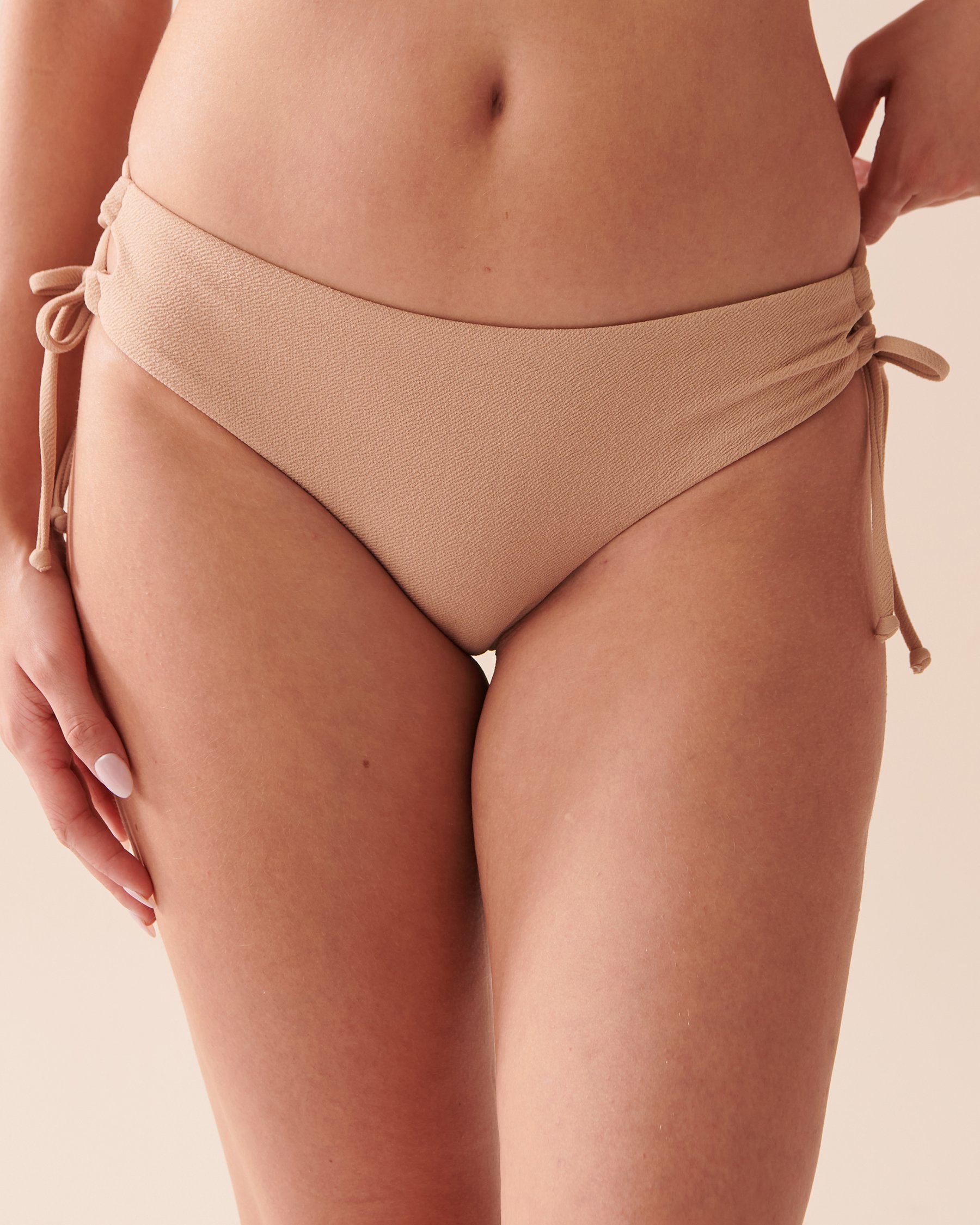 LA VIE EN ROSE AQUA PALM BEACH Side Tie Cheeky Bikini Bottom Gold Sand 70300544 - View2