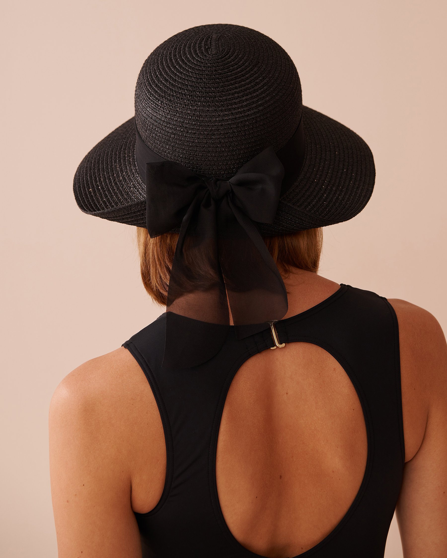LA VIE EN ROSE AQUA Cloche Hat with Ribbon Black 80500108 - View2