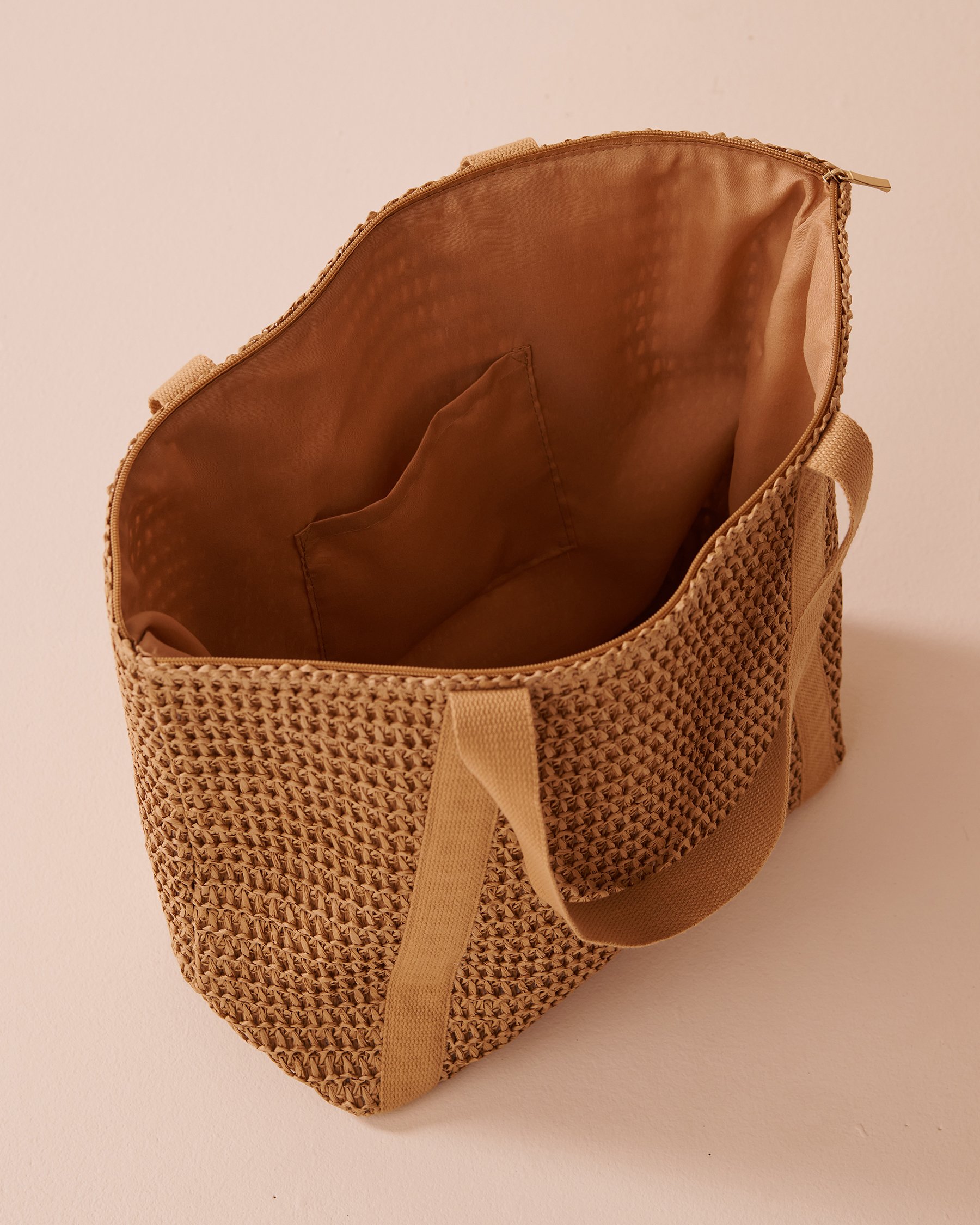 LA VIE EN ROSE AQUA Straw Bag with Twill Handles Straw 80500105 - View2