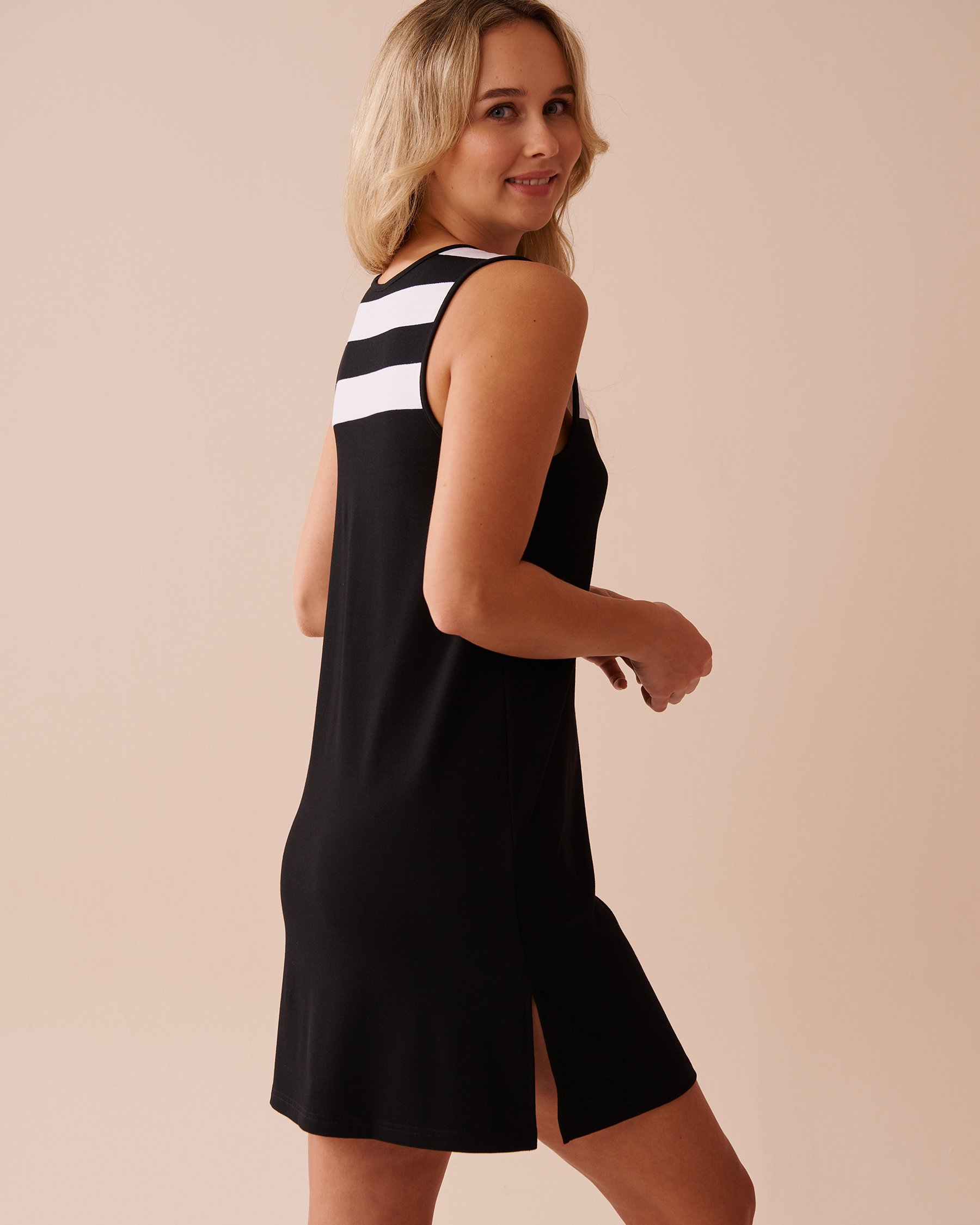 LA VIE EN ROSE AQUA Striped Jersey Dress Striped Black 80300104 - View2