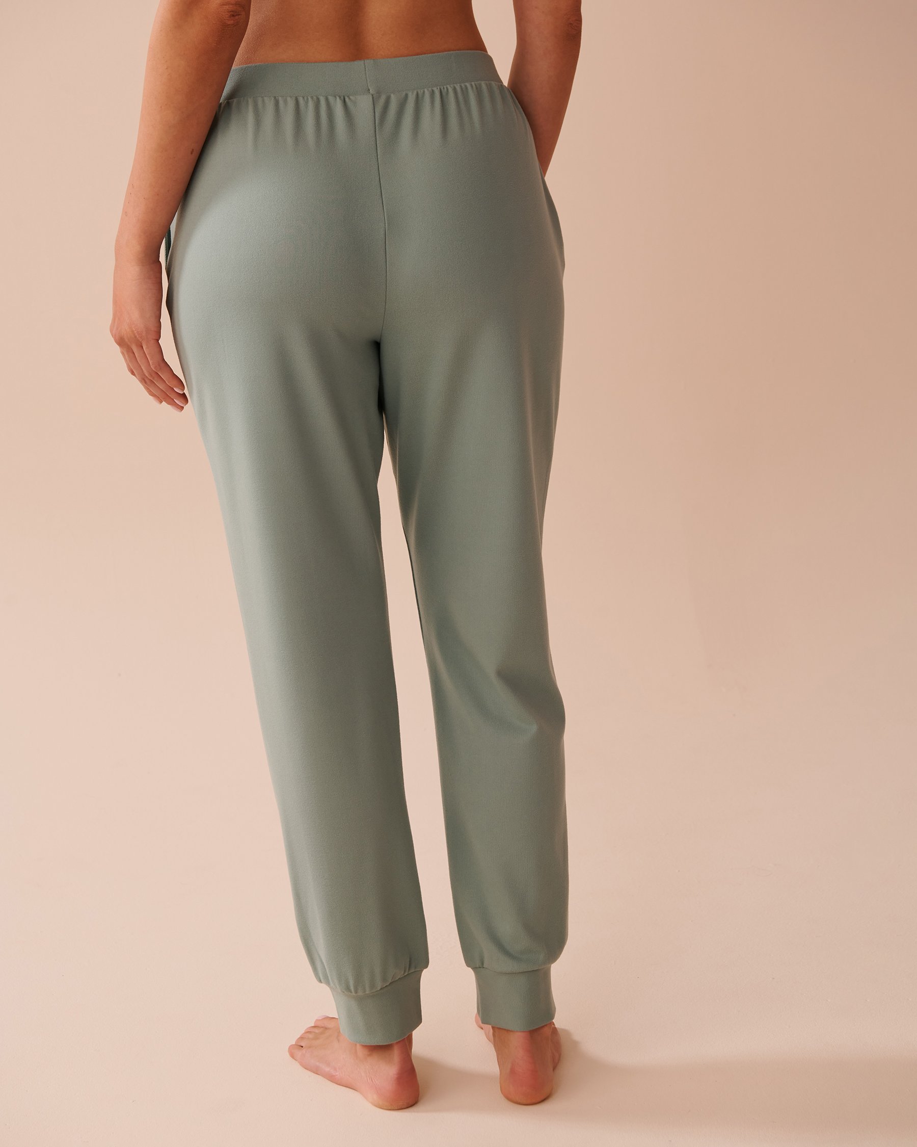 LA VIE EN ROSE Lightly Ribbed Jogger Pants Olive Green 50200086 - View2