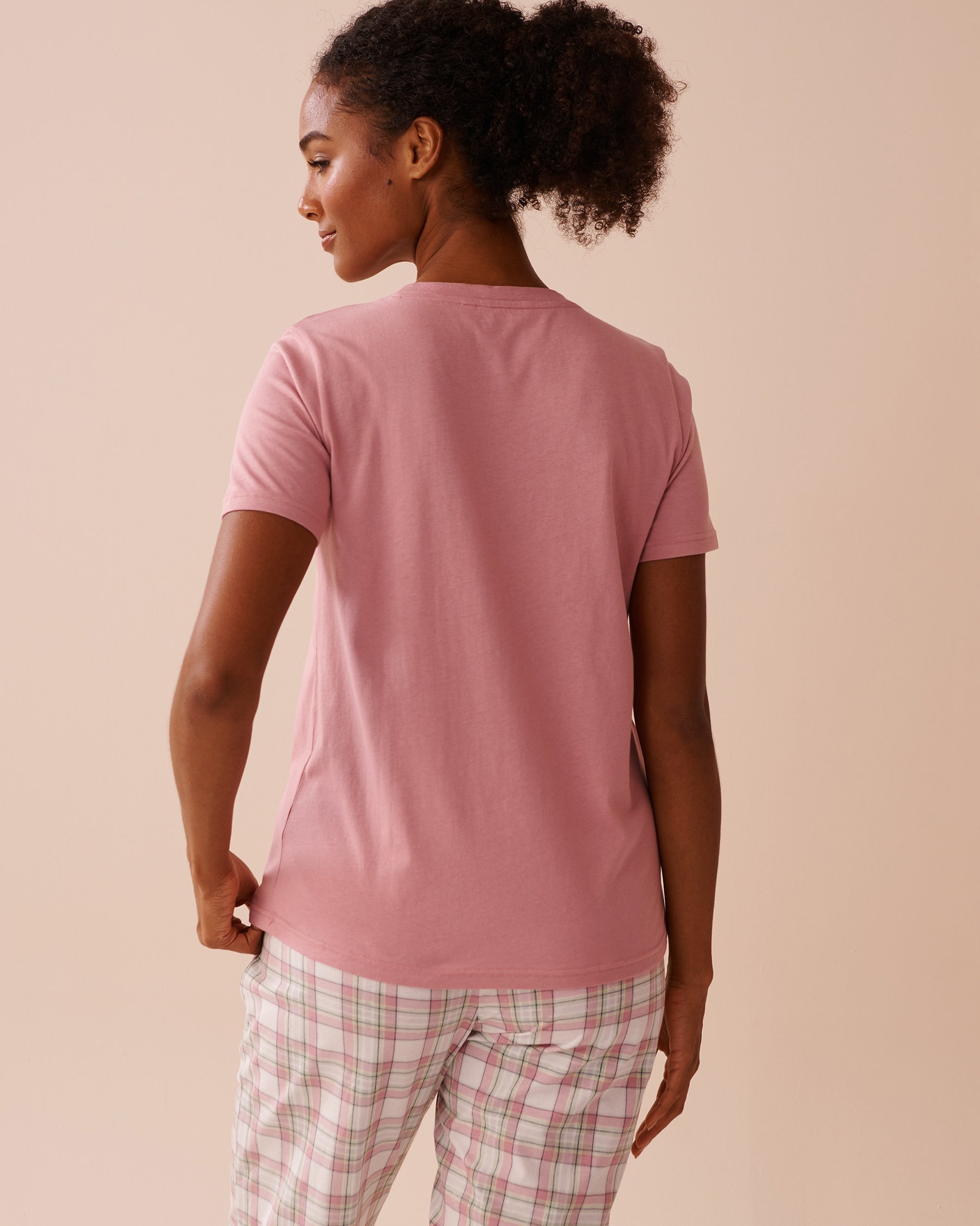 LA VIE EN ROSE Bee Print Cotton Crew Neck T-shirt Old Pink 40100693 - View2