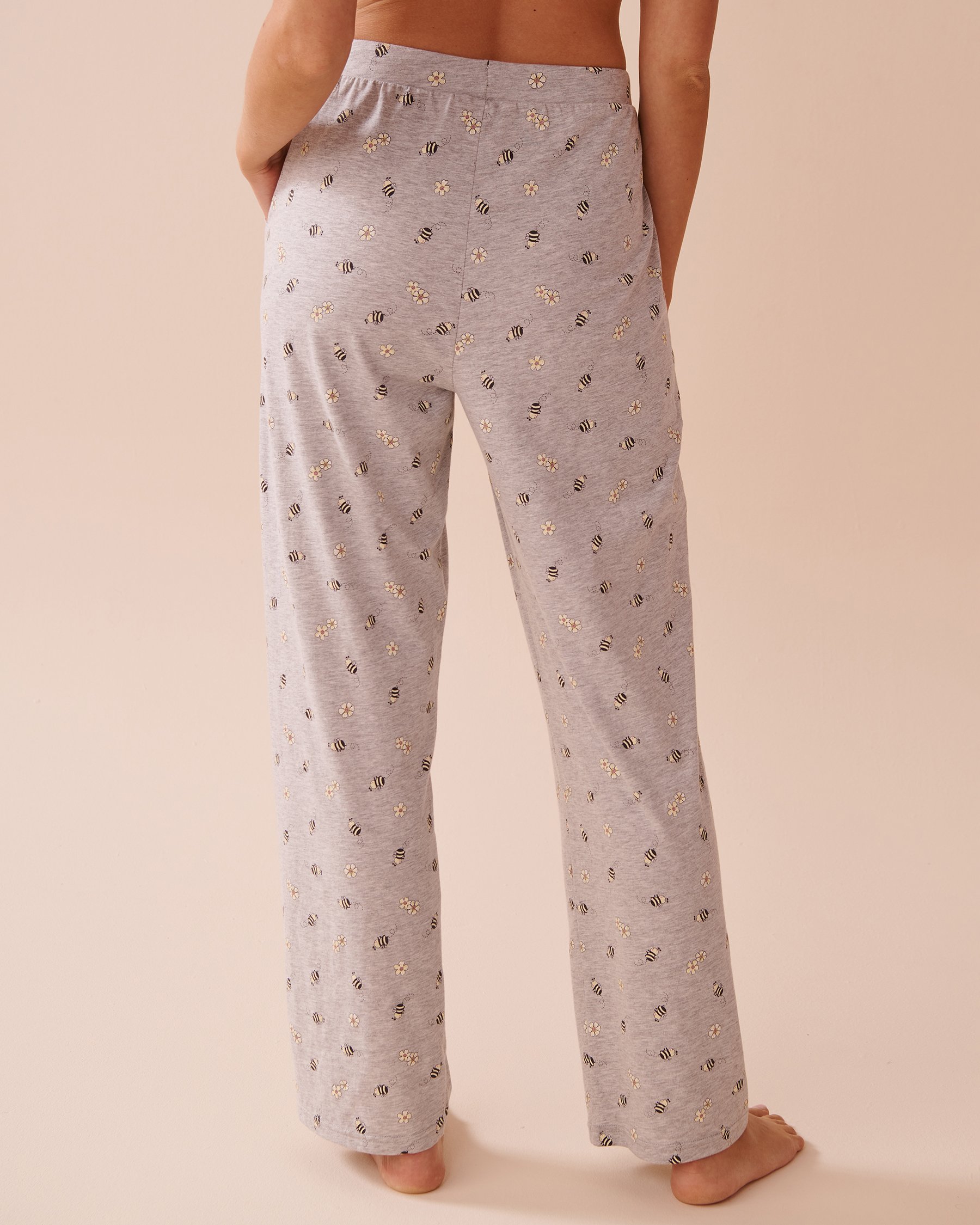 LA VIE EN ROSE Bee Print Cotton Pajama Pants Grey/Bees 40200681 - View2