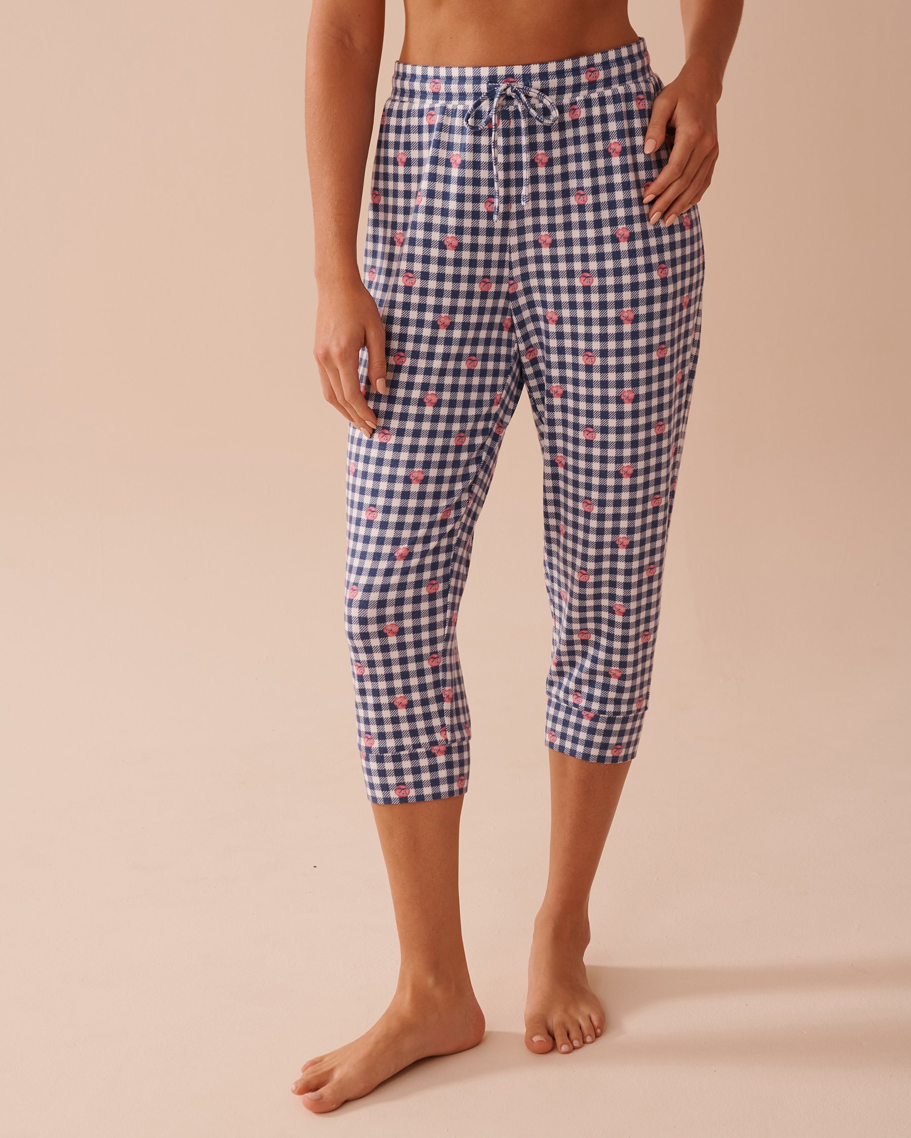 LA VIE EN ROSE Gingham Print Recycled Fibers Capris Gingham/Roses 40200661 - View2