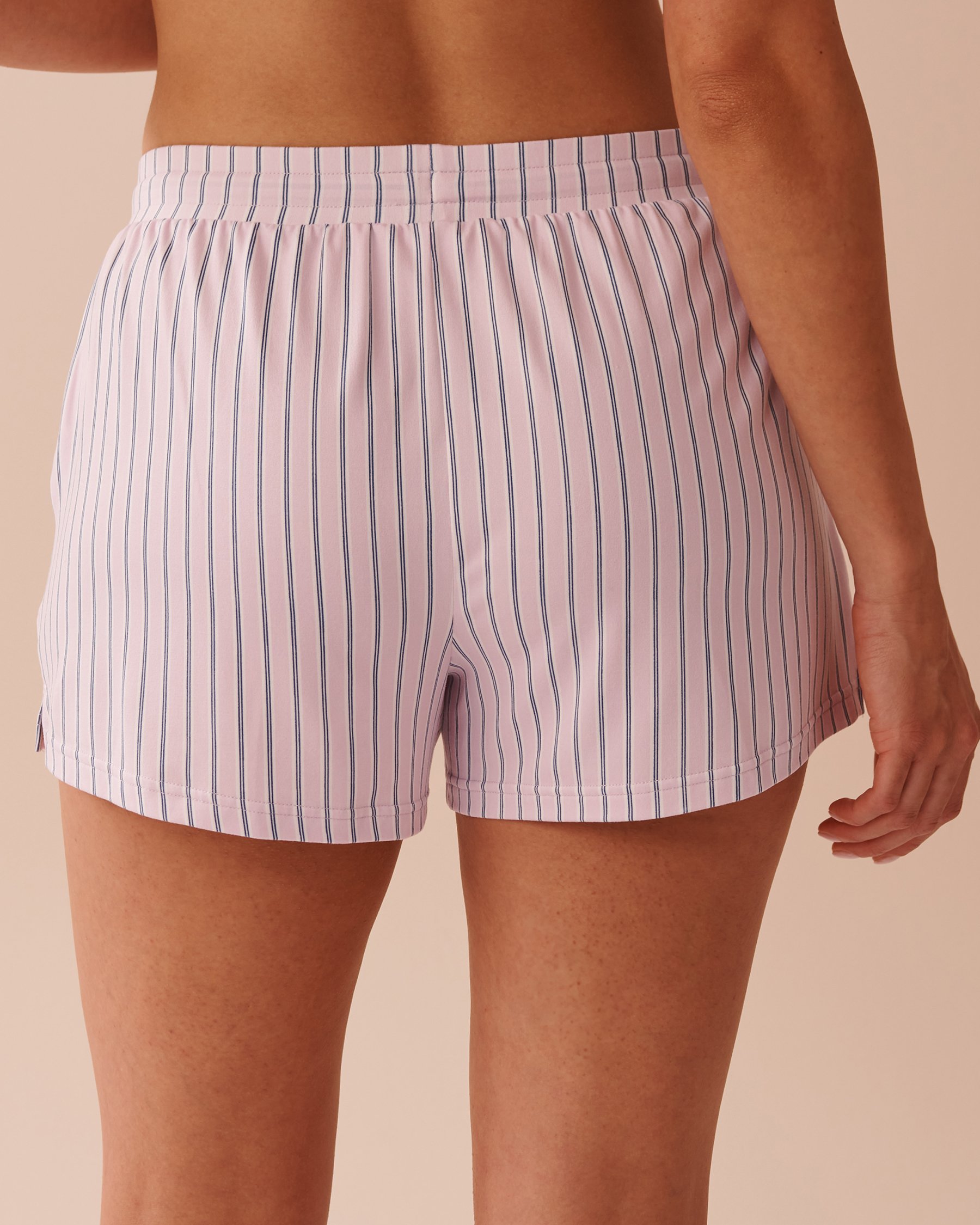 LA VIE EN ROSE Lavender Stripe Super Soft Pajama Shorts Lavender Stripes 40200667 - View2