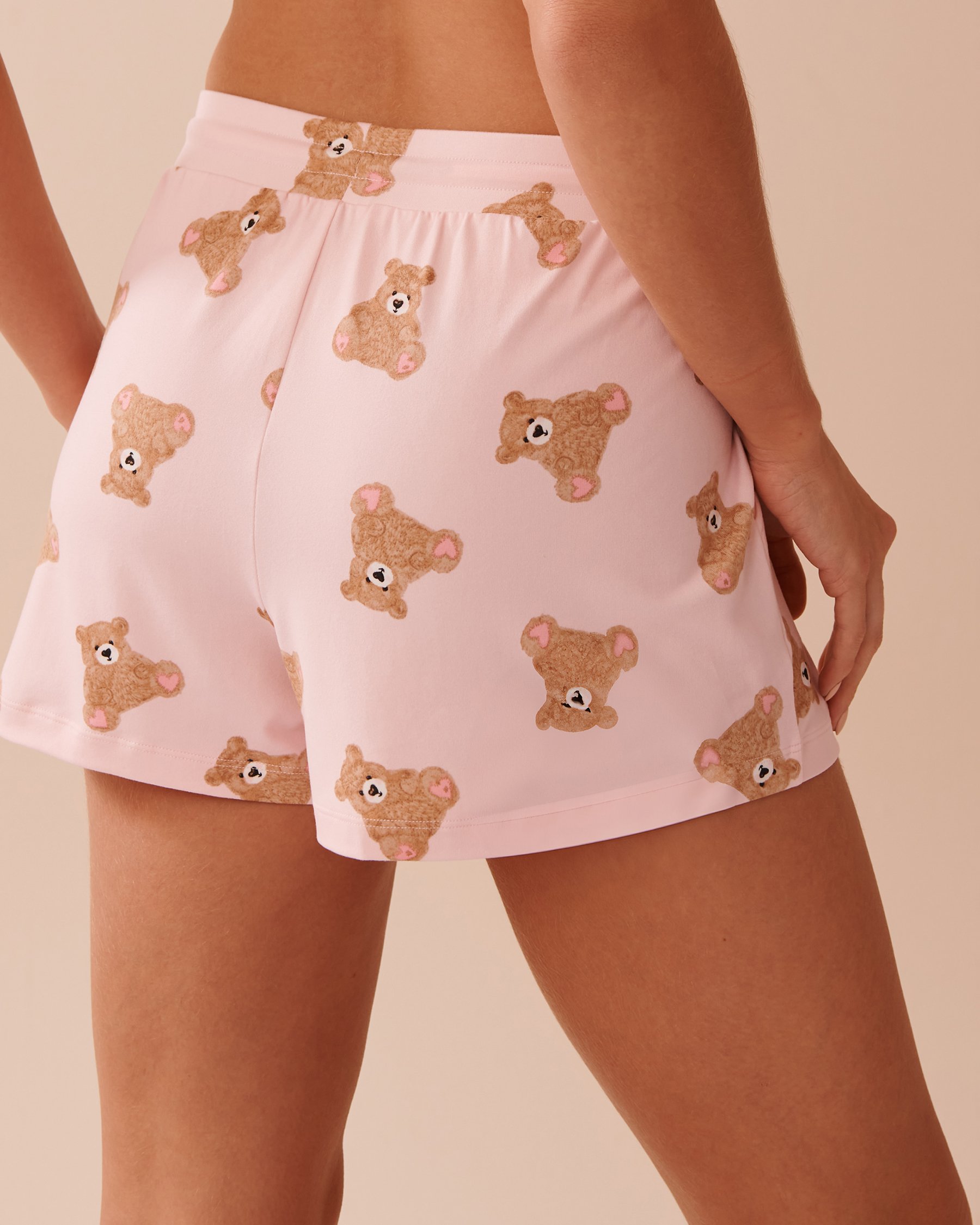LA VIE EN ROSE Teddy Bear Super Soft Pajama Shorts Pink/Teddy Bears 40200678 - View2