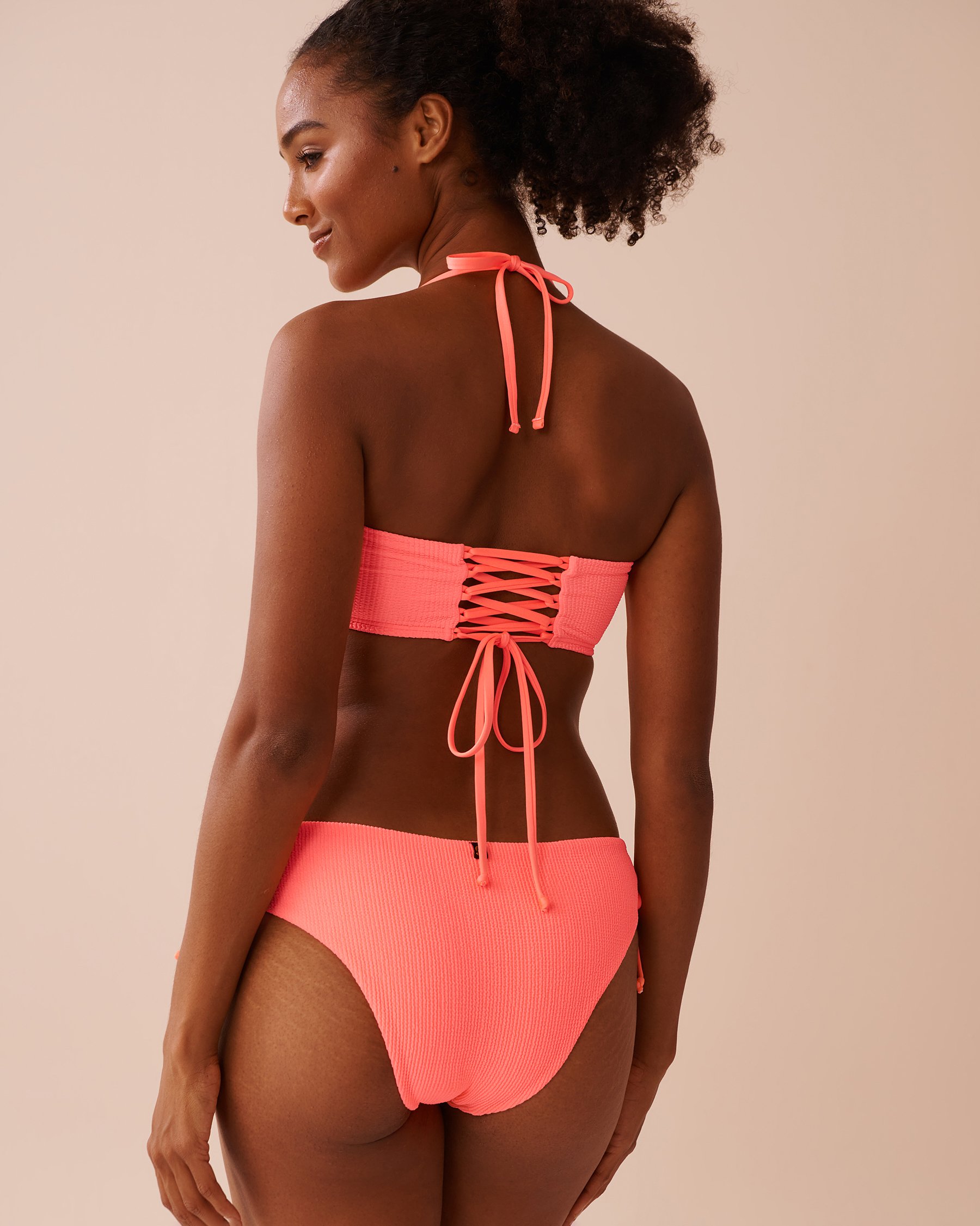 LA VIE EN ROSE AQUA CORAL CRUSH Textured Bandeau Bikini Top Coral Crush 70100697 - View2
