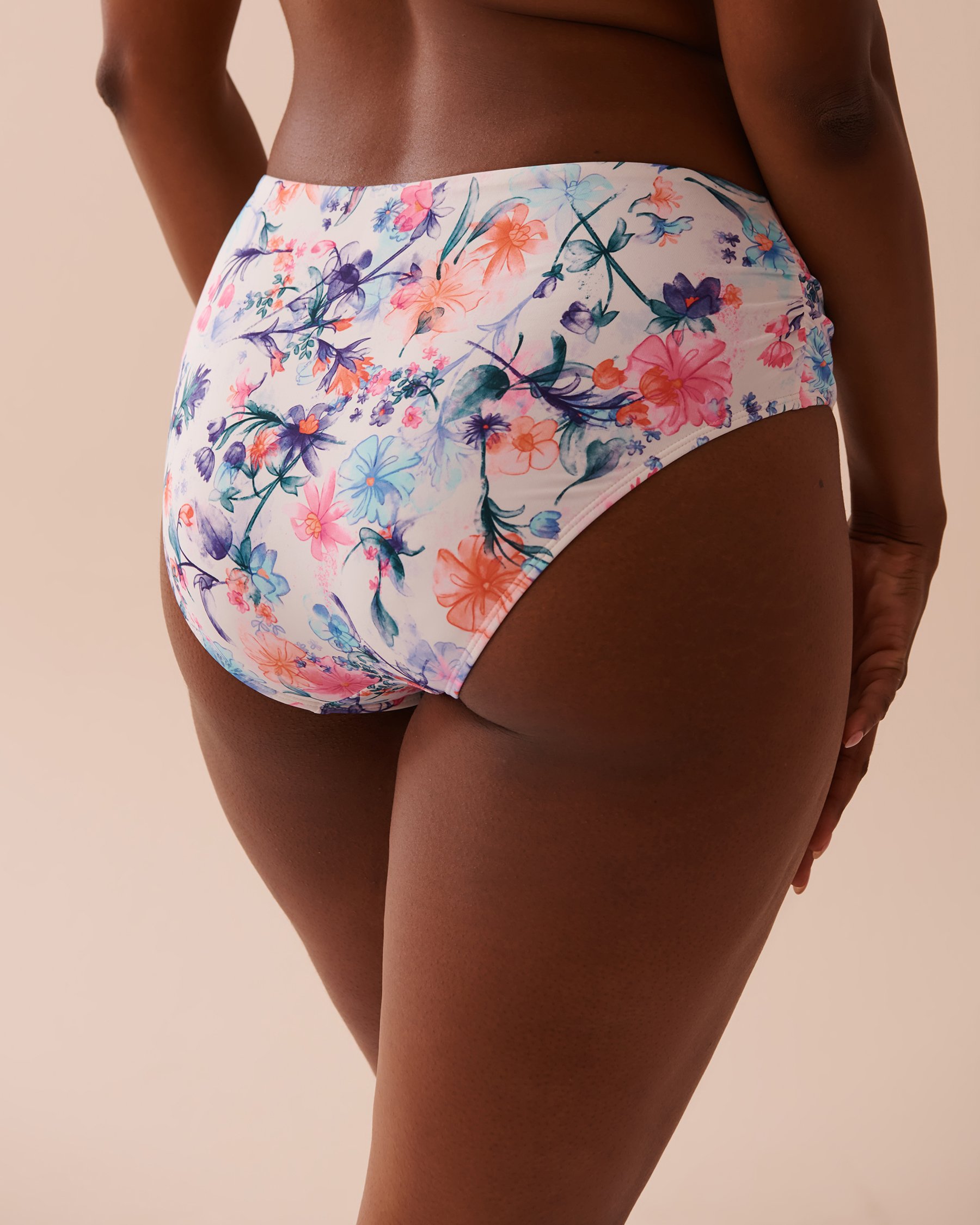 LA VIE EN ROSE AQUA WATERCOLOR Mid-rise Bikini Bottom Watercolor Flowers 70300642 - View2