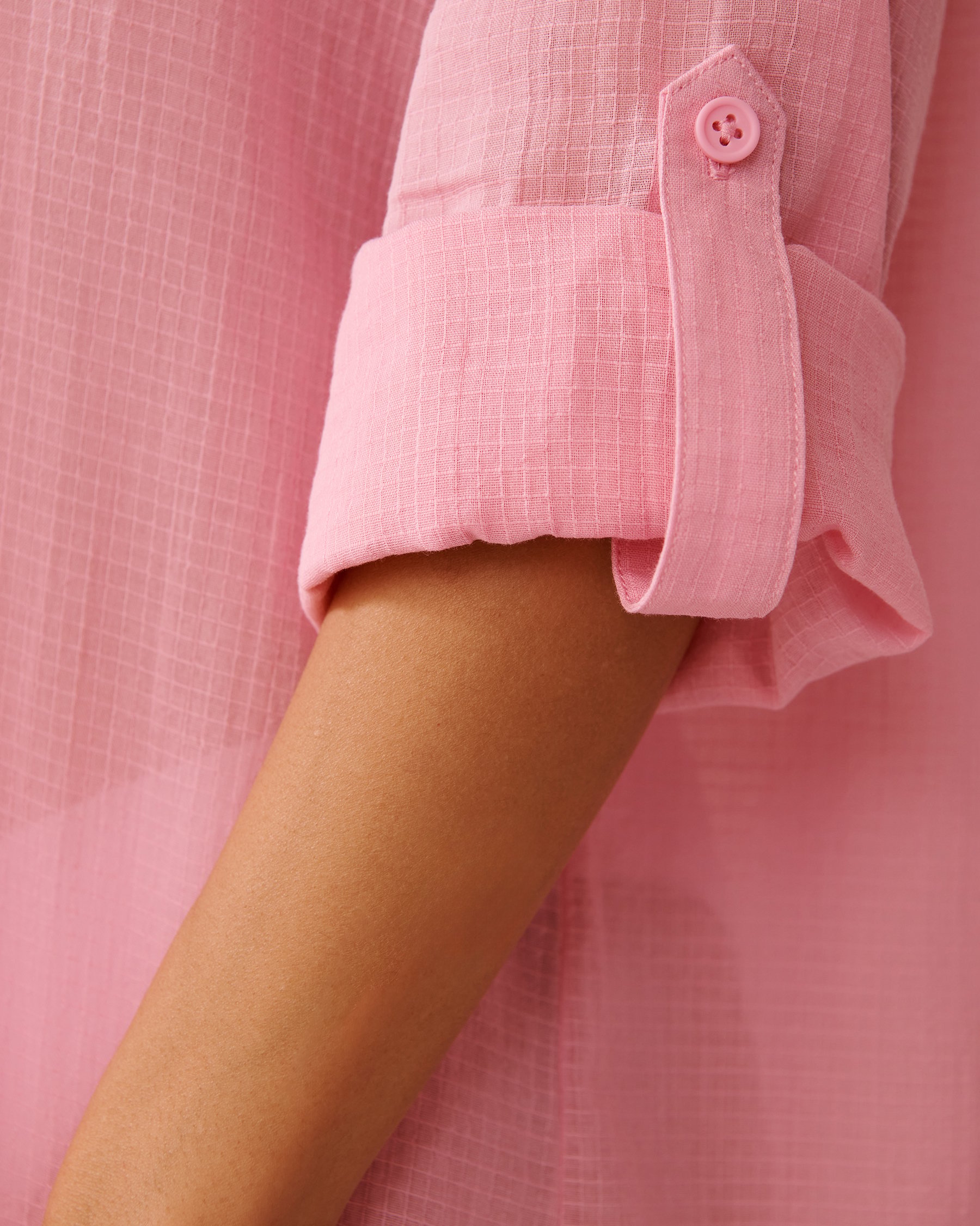 LA VIE EN ROSE AQUA Cotton Long Shirt Pink 80400064 - View3