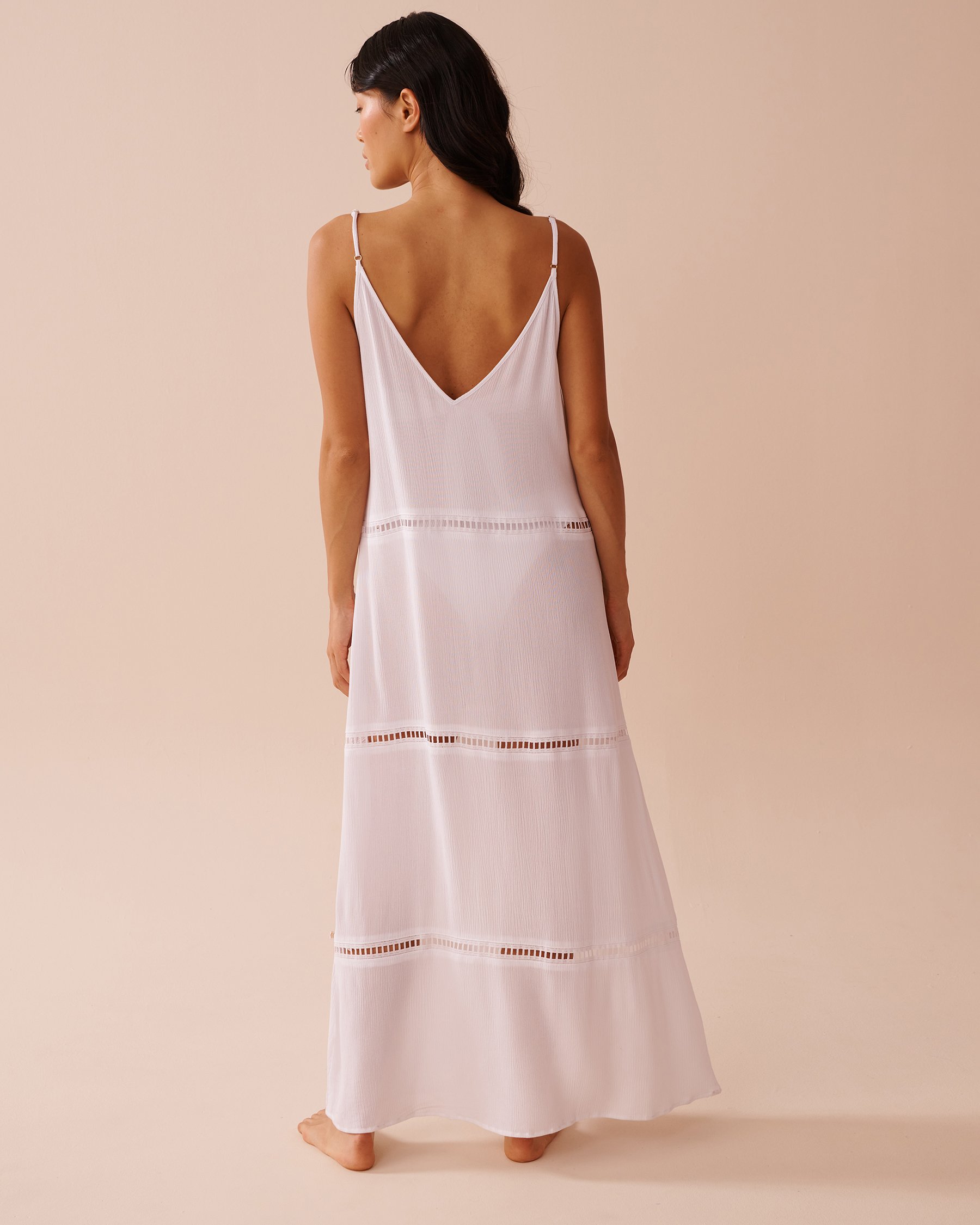 LA VIE EN ROSE AQUA Gauze Layered Long Dress White 80300109 - View2