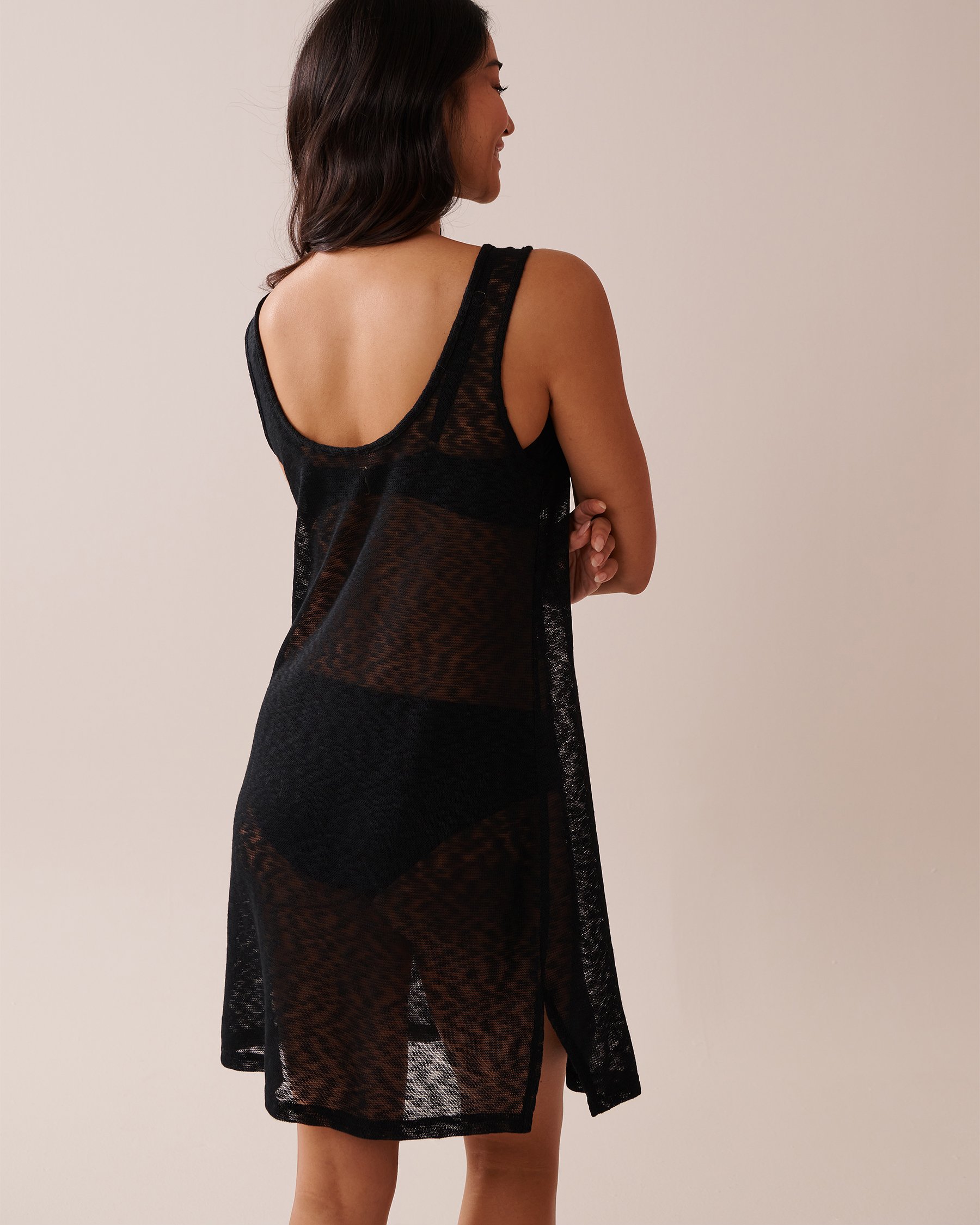 LA VIE EN ROSE AQUA Tricot Sleeveless Dress Black 80300112 - View2
