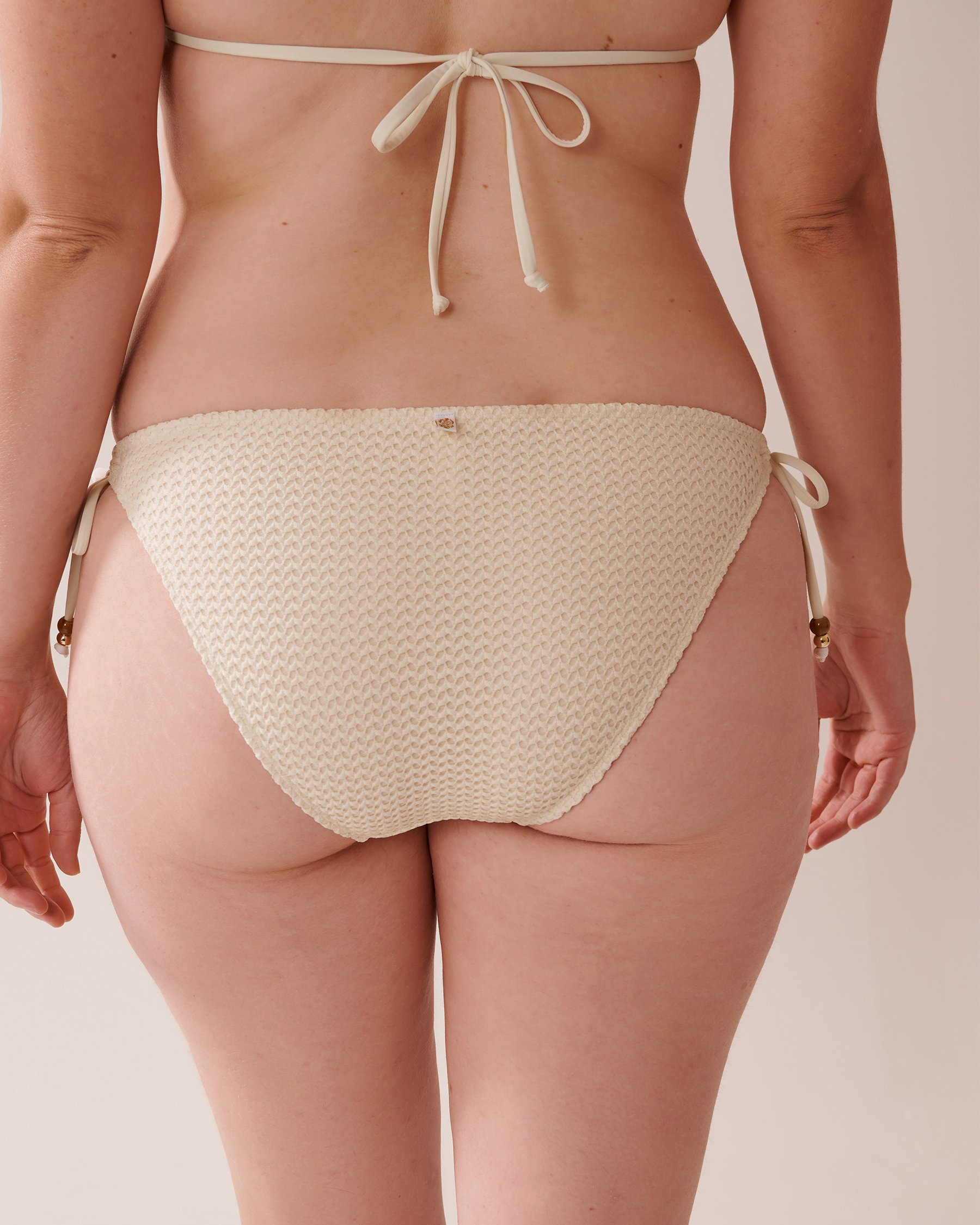 LA VIE EN ROSE AQUA COCONUT MILK Crochet Side Tie Brazilian Bikini Bottom Coconut Milk 70300687 - View2