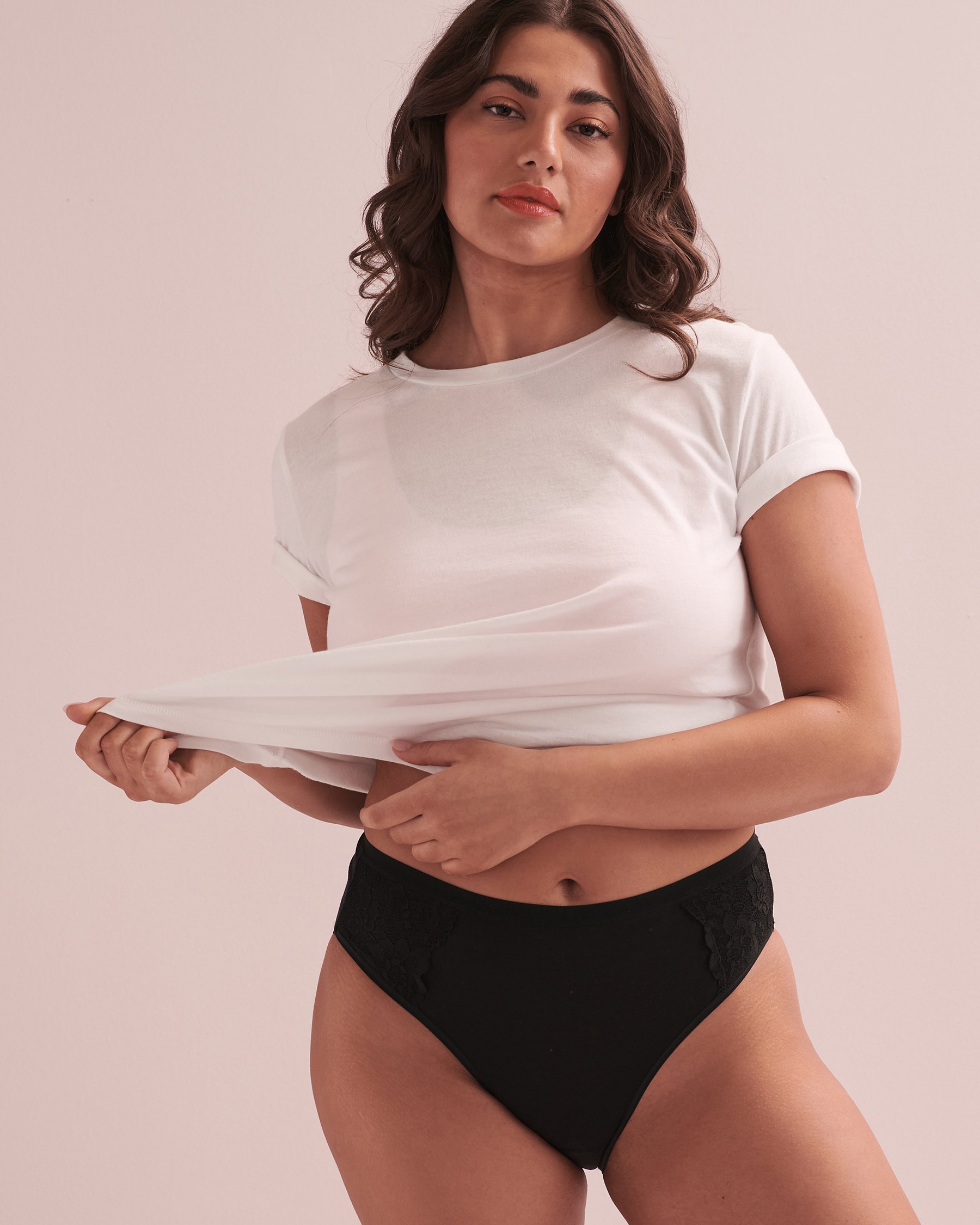 Culotte menstruelle coupe bikini taille haute en coton absorption super Noir 20300190 - View1
