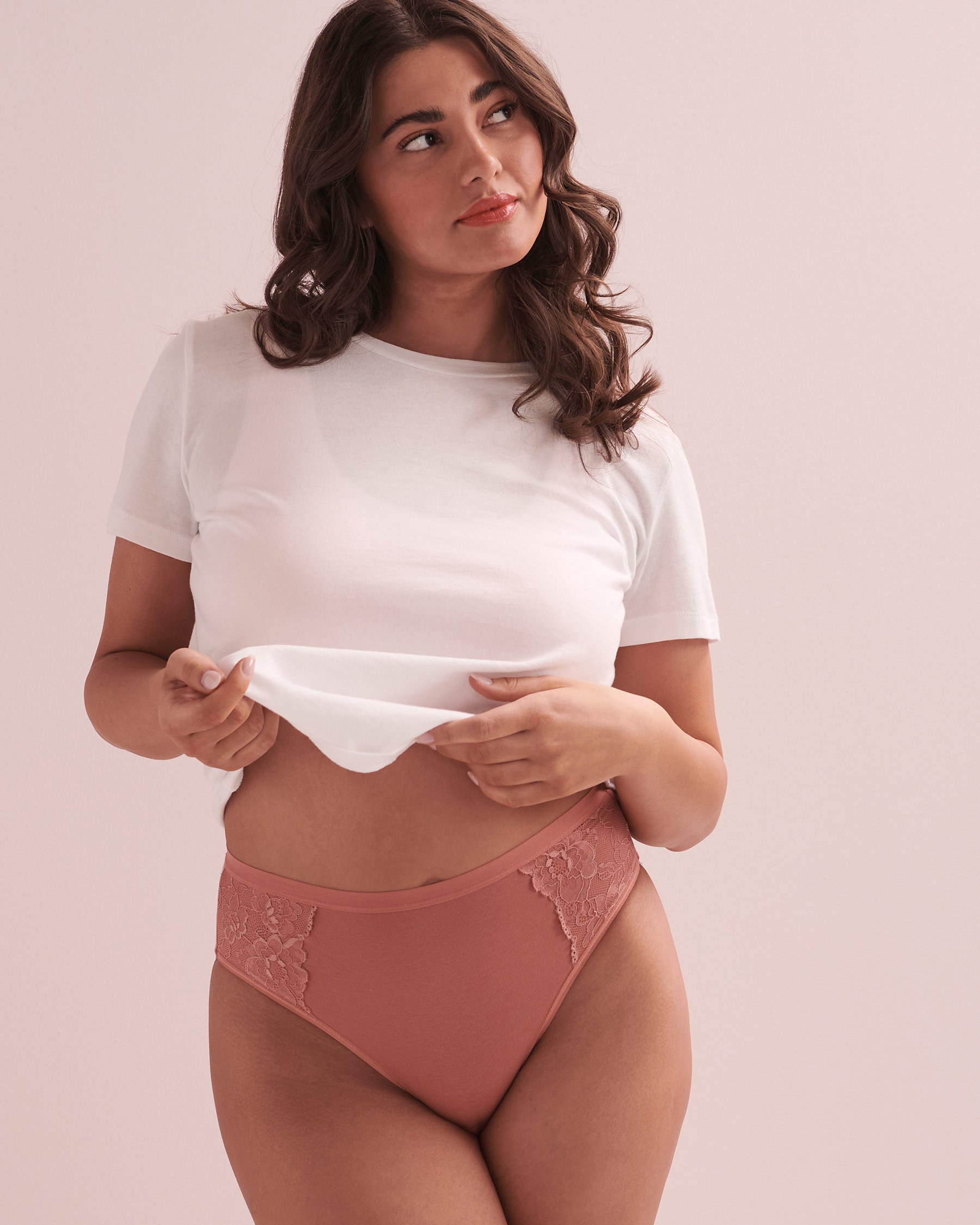 Culotte menstruelle coupe bikini taille haute en coton absorption super Pêche 20300190 - View1