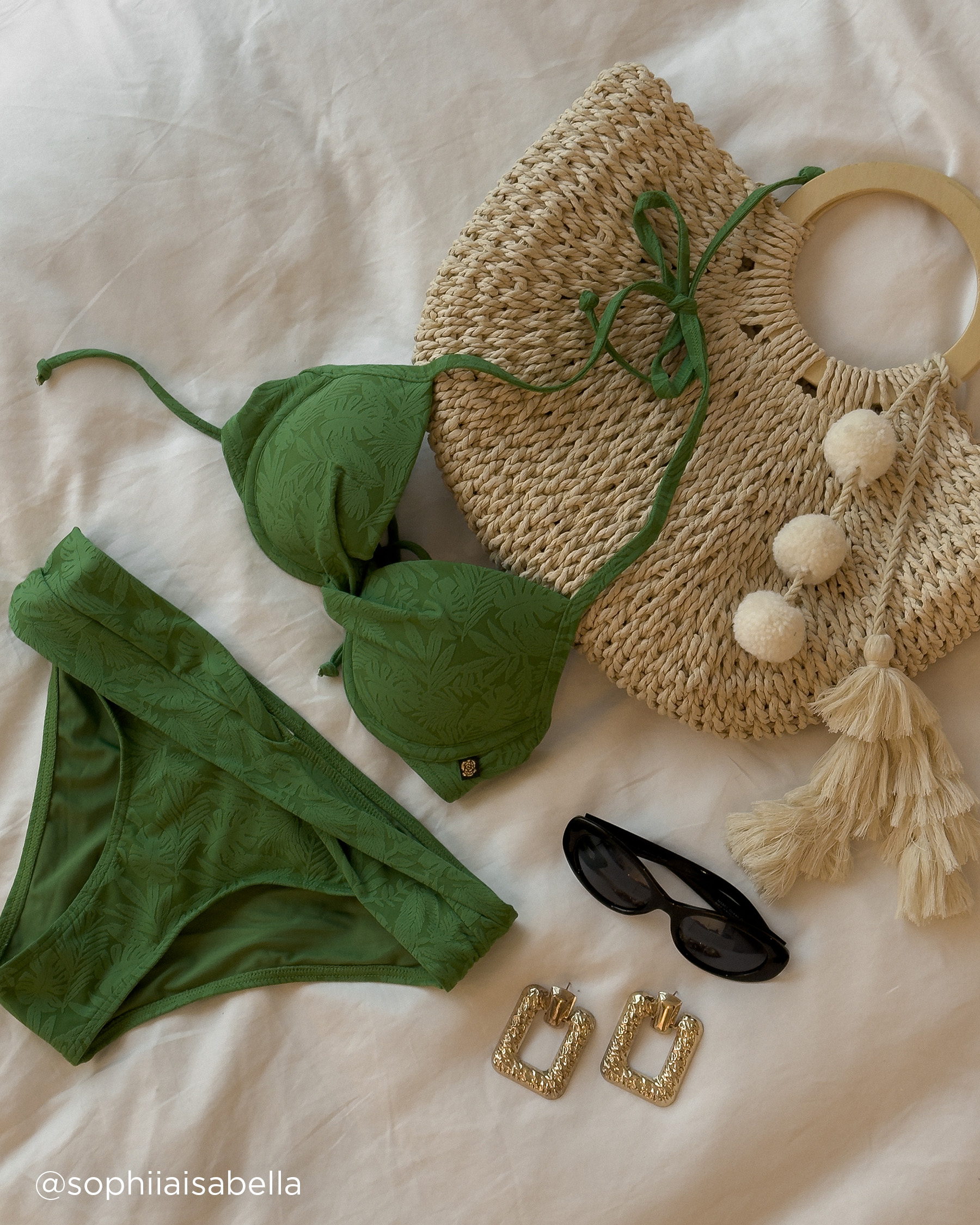 LA VIE EN ROSE AQUA Bas de bikini brésilien texturé GREEN TROPICAL LEAVES Feuilles tropicales vertes 70300618 - Voir4